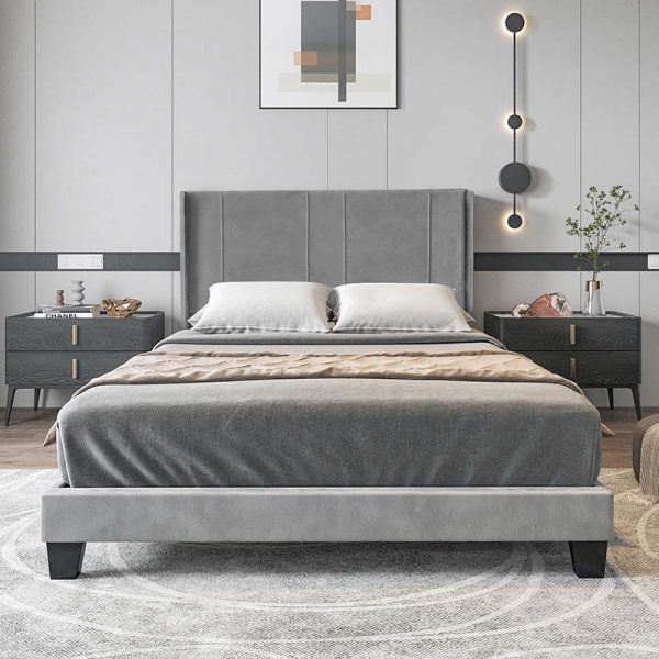 bed frame with upholstered headboard