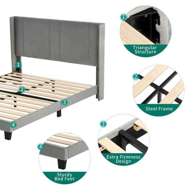 bed frame with upholstered headboard